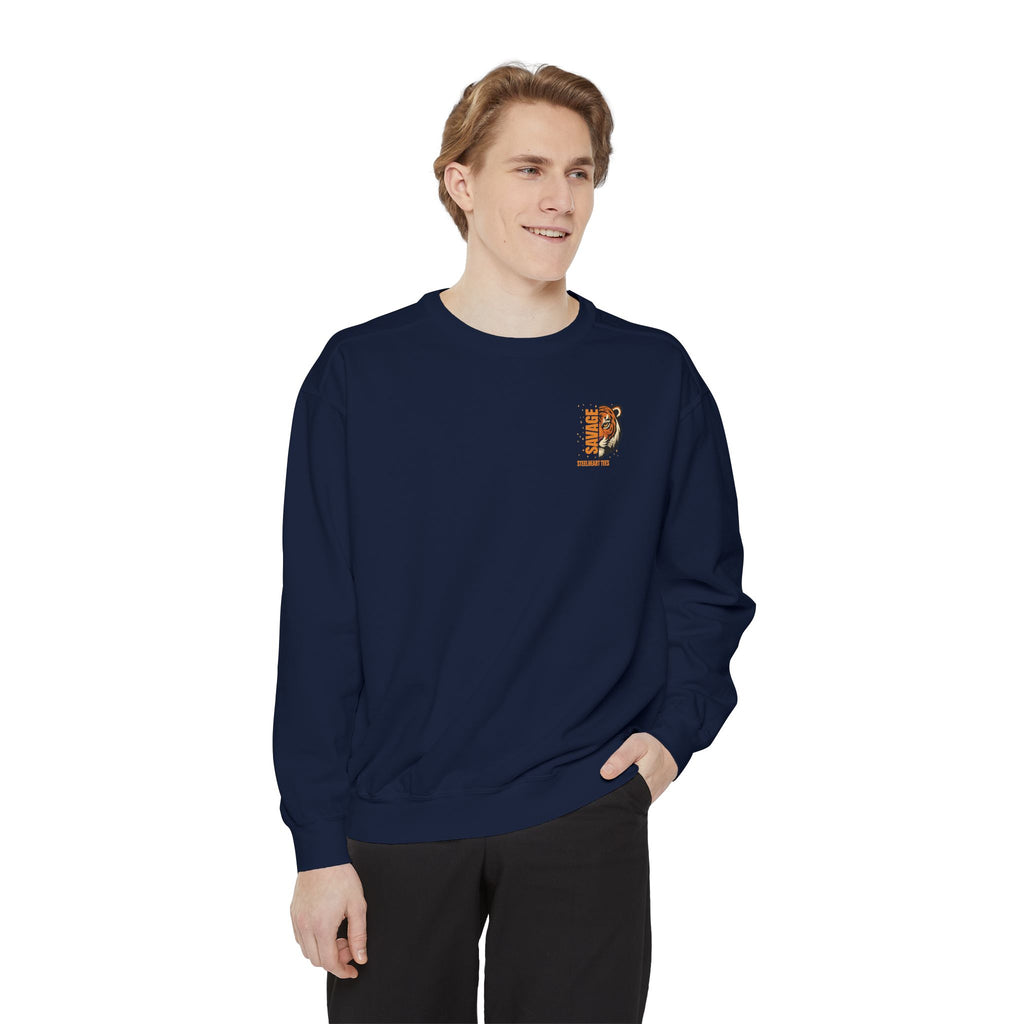 Savage Tiger Graphic Sweatshirt — ‘SAVAGE’ Back Print Crewneck