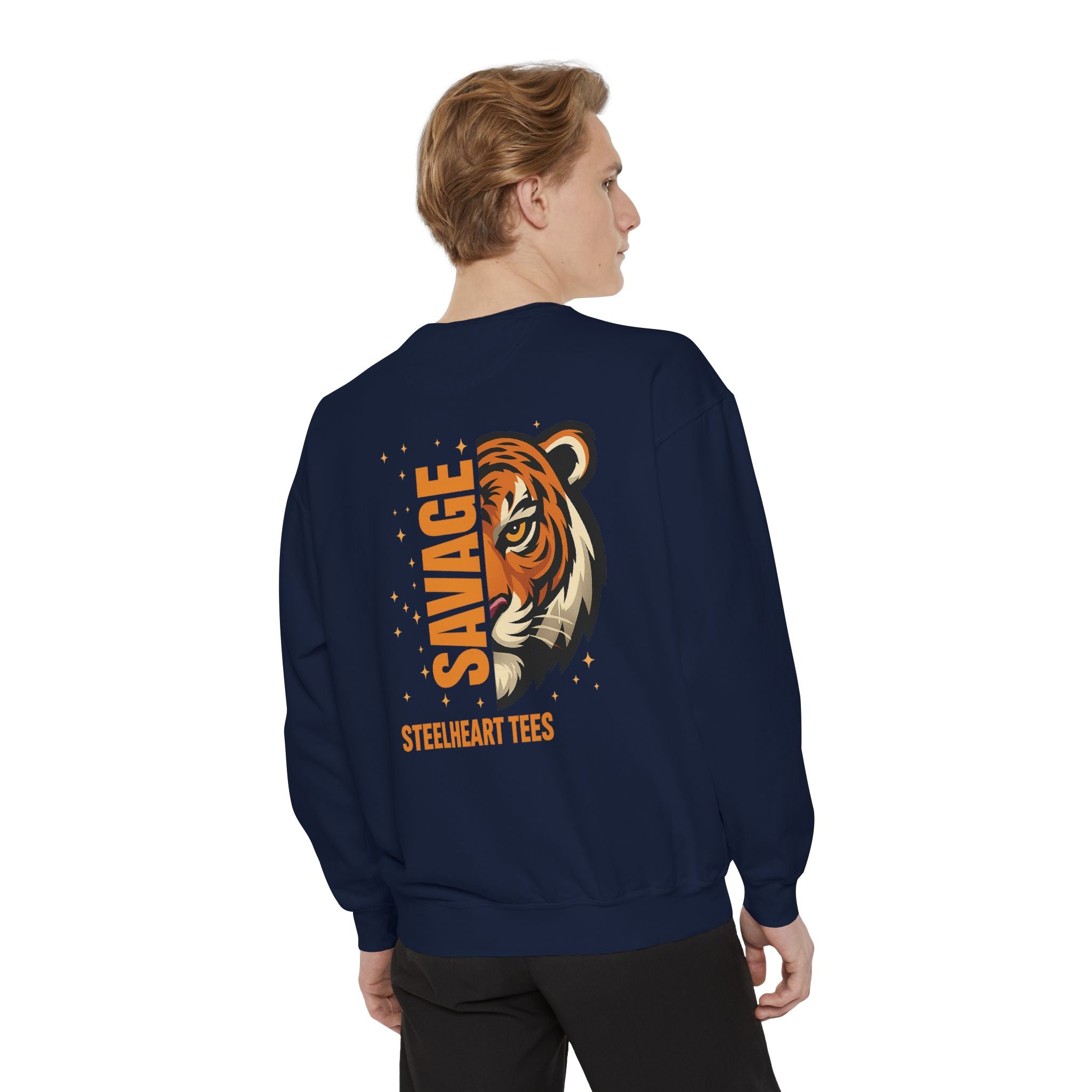 Savage Tiger Graphic Sweatshirt — ‘SAVAGE’ Back Print Crewneck