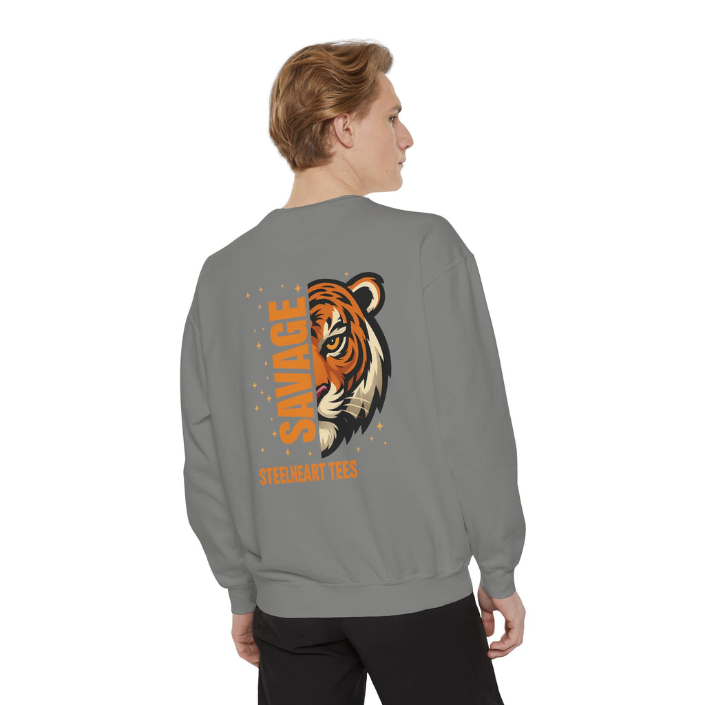 Savage Tiger Graphic Sweatshirt — ‘SAVAGE’ Back Print Crewneck