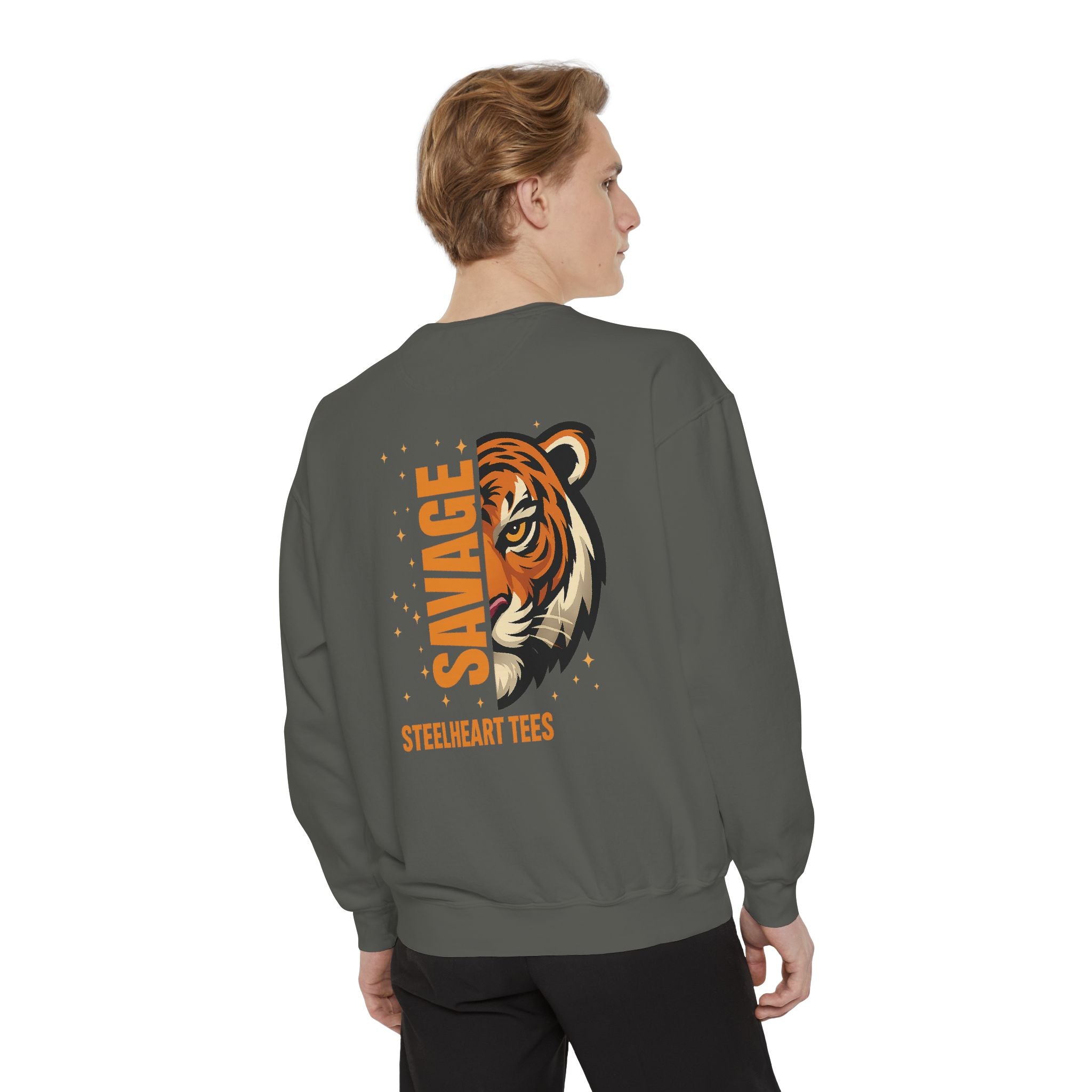 Savage Tiger Graphic Sweatshirt — ‘SAVAGE’ Back Print Crewneck