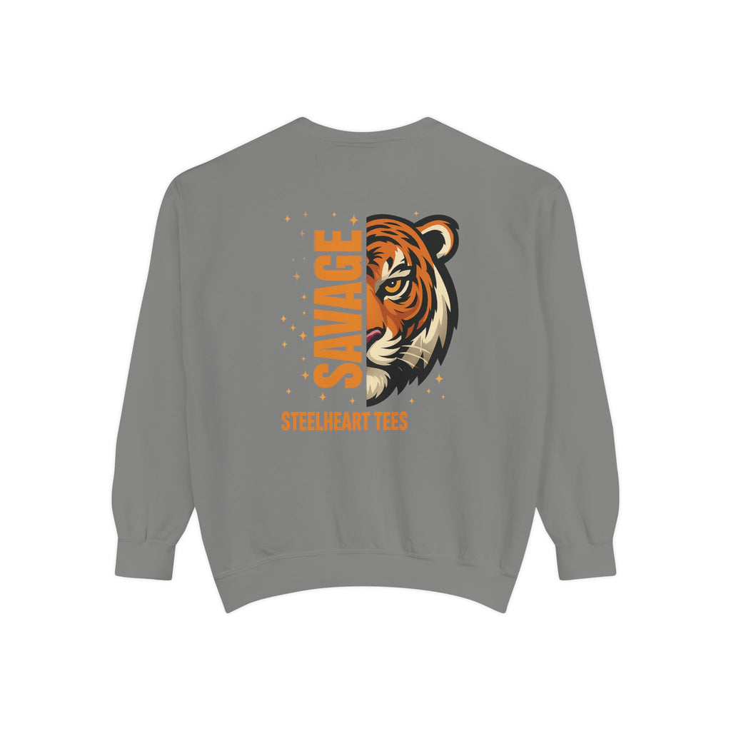 Savage Tiger Graphic Sweatshirt — ‘SAVAGE’ Back Print Crewneck