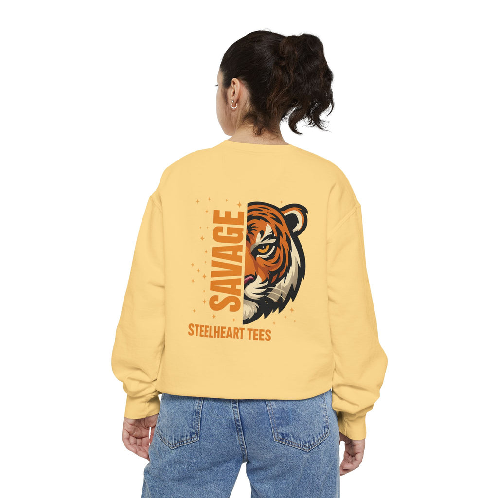Savage Tiger Graphic Sweatshirt — ‘SAVAGE’ Back Print Crewneck