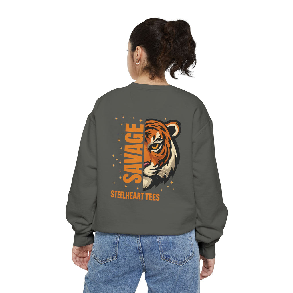 Savage Tiger Graphic Sweatshirt — ‘SAVAGE’ Back Print Crewneck