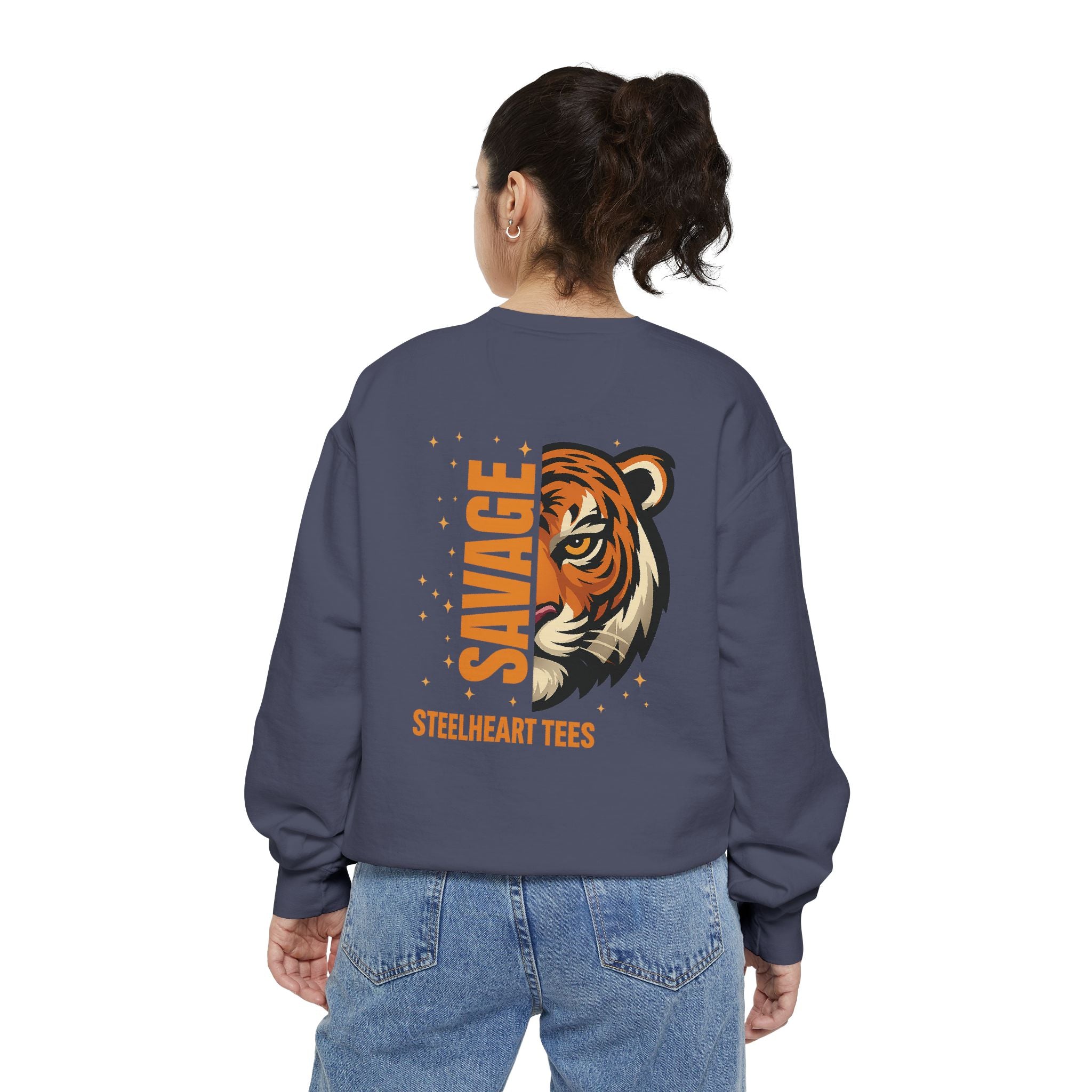 Savage Tiger Graphic Sweatshirt — ‘SAVAGE’ Back Print Crewneck