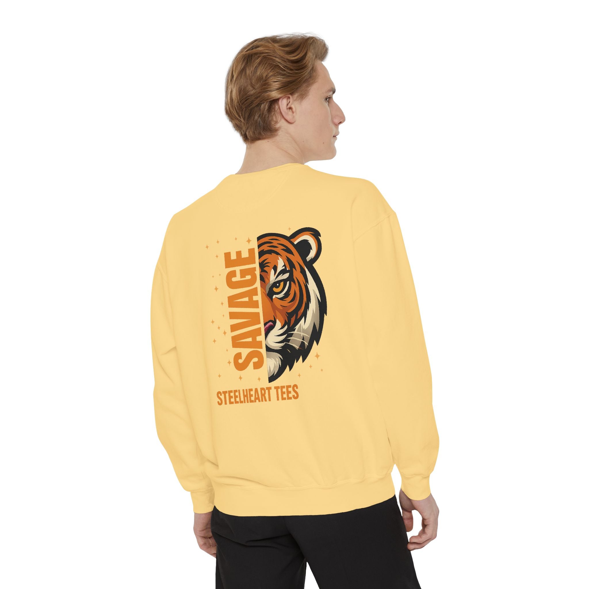 Savage Tiger Graphic Sweatshirt — ‘SAVAGE’ Back Print Crewneck