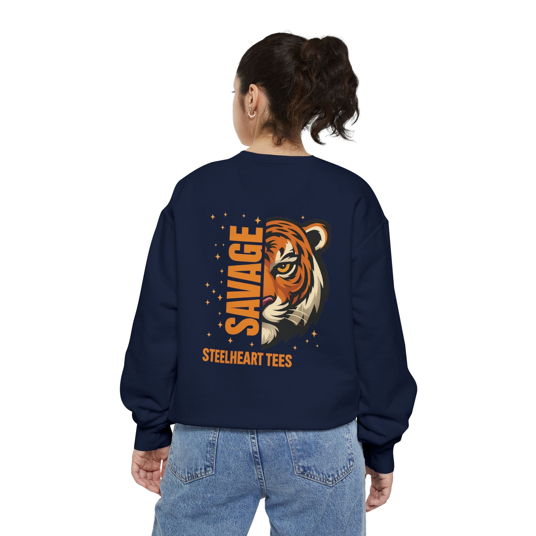 Savage Tiger Graphic Sweatshirt — ‘SAVAGE’ Back Print Crewneck